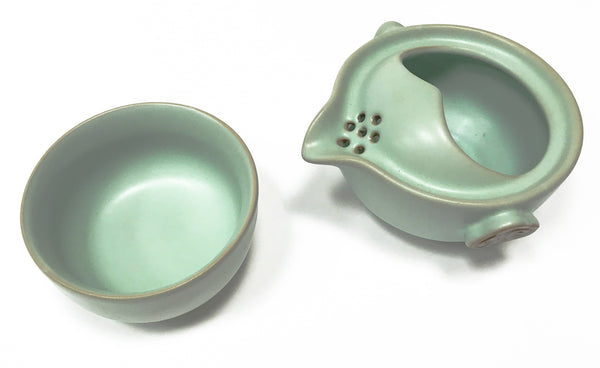 Celadon Teapot & Cup